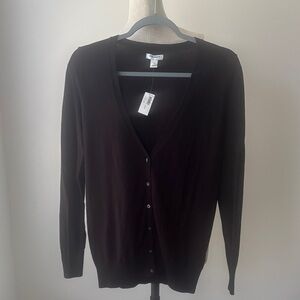 Old Navy Women's Small Cardigan  Black V-Neck Deep Cotton Long Sleeves Button